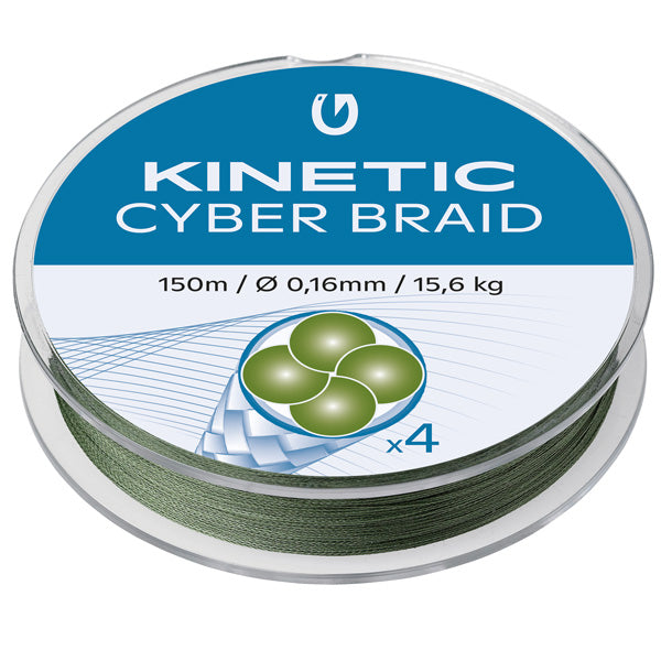 Kinetic, Cyber braid 4, 0,14mm / 14,8kg, Dusty green, 150m