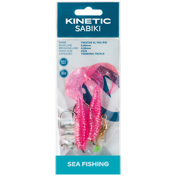 Kinetic, Sabiki Twister XL, Pink/silver, #8/0 krog, Ø 0,8 mm