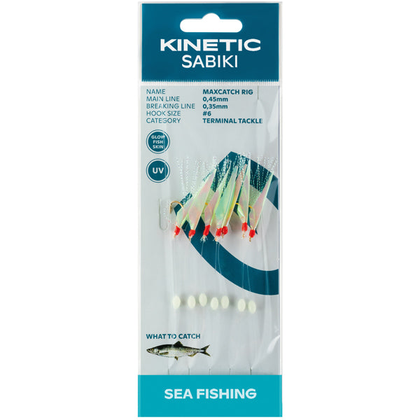 Kinetic, Sabiki Maxcatch Sildeforfang, 7 stk Fishskin Mix, #6, Ø 0,45 mm