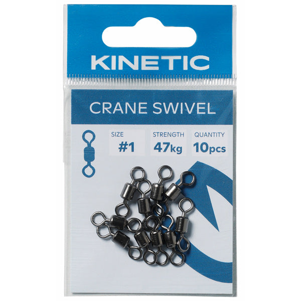 Kinetic, Crane svirvel #8, 10 stk, sort messing