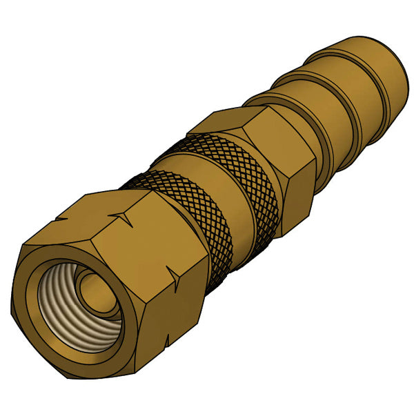 IGT, Gas snabbkoppling 1/4" vänster gänga, Ø10mm slanganslutning, Mässing