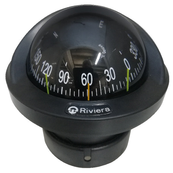 Riviera, Avvecklingskompass Artica 2 ¾", svart, 12V, Ø 70 mm, MED 2014/90/EU