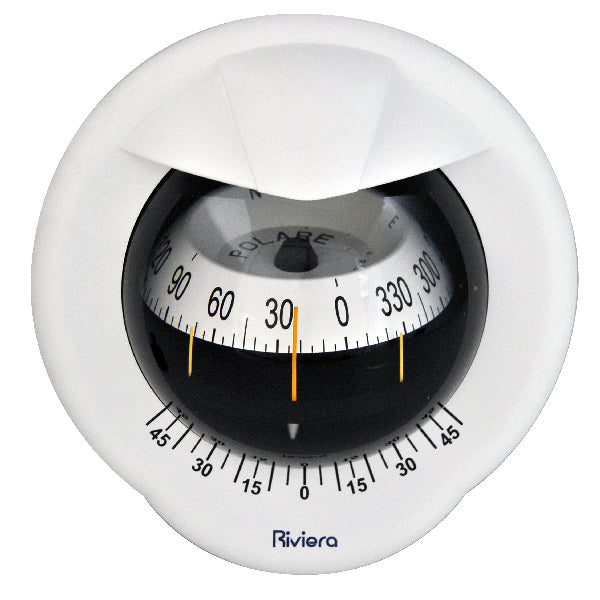 Riviera, skottmonterad Compass Polare, Ø 80 mm, 12V, vit