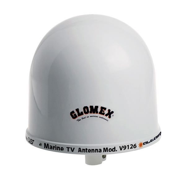 Glomex, V9126 AGCU TV antenne med kabel, 12/24 VDC AGC forstærker, 20 m coax kabel, 1,5 m TV kabel, dæksbeslag