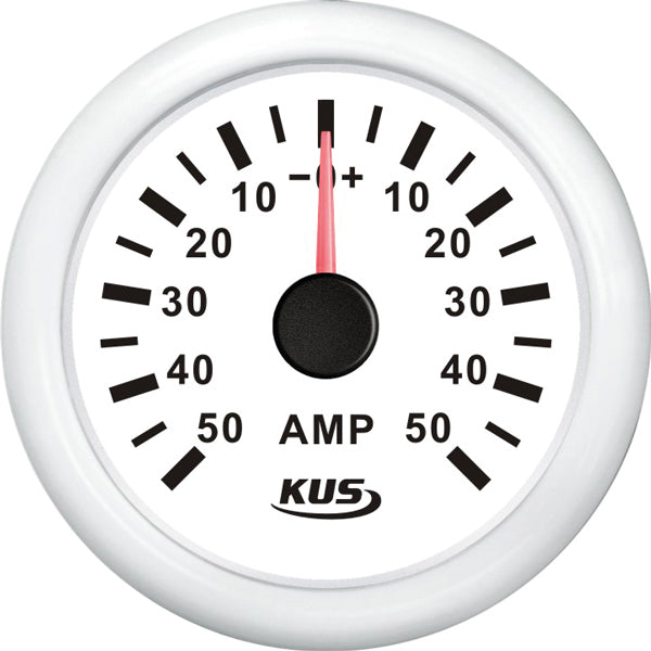 KUS, Amperemeter vit 50Amp shunt, IP67, 12/24V, Ø 52,0 mm