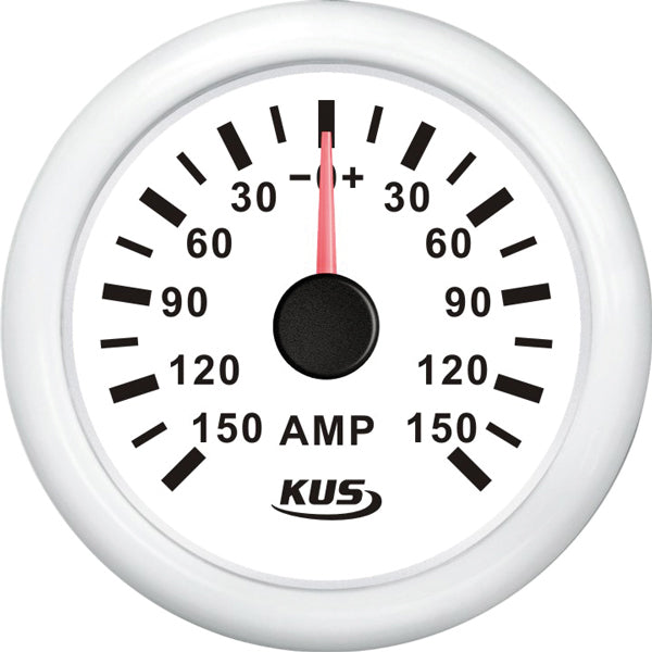 KUS, Amperemeter vit 150Amp shunt, IP67, Ø 52 mm, 12/24V