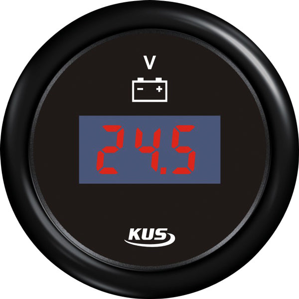 Kus, Digital Voltmeter 9-32V, Svart, Ø 52 mm, IP67