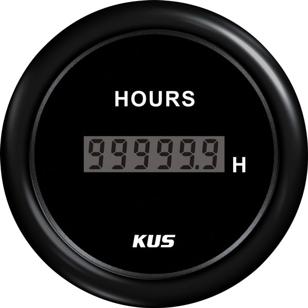 Kus, Digital Hour Counter, 0-99999,9 timmar, Svart, 12/24 V, Ø 52,0 mm