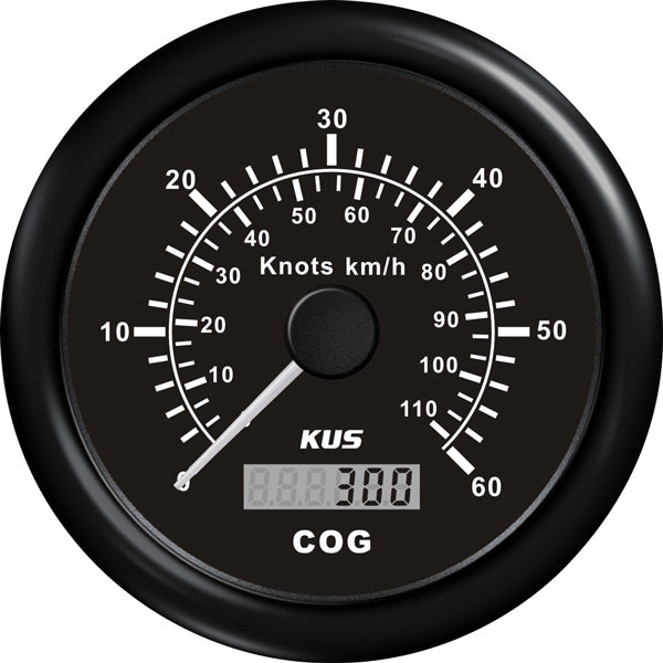 Kus, GPS-hastighet 0-30 vred, svart, 12/24V, Ø 85,0 mm, IP67