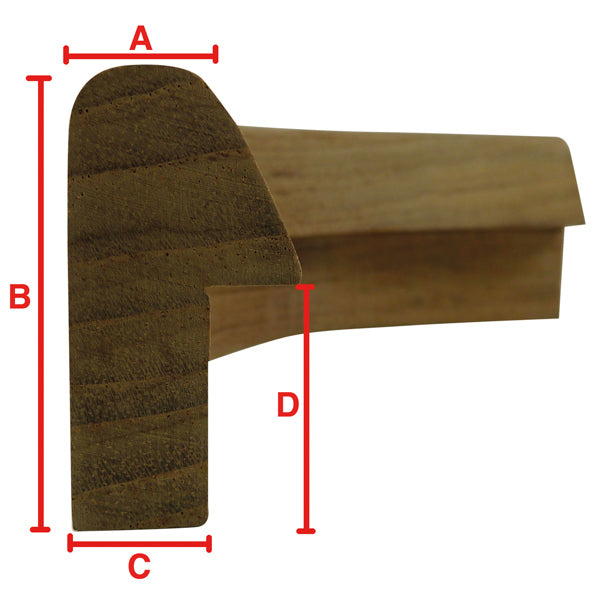 Roca, Hjørne til kantliste 50/90° teak, 21 mm x 41 mm x 13 mm x 22 mm