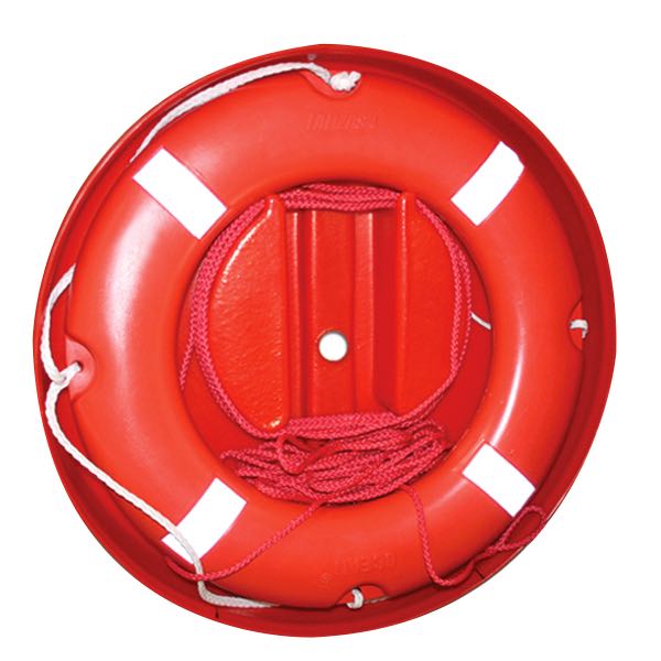 Redningskrans Lifebuoy med 30m flydeline i rund beholder