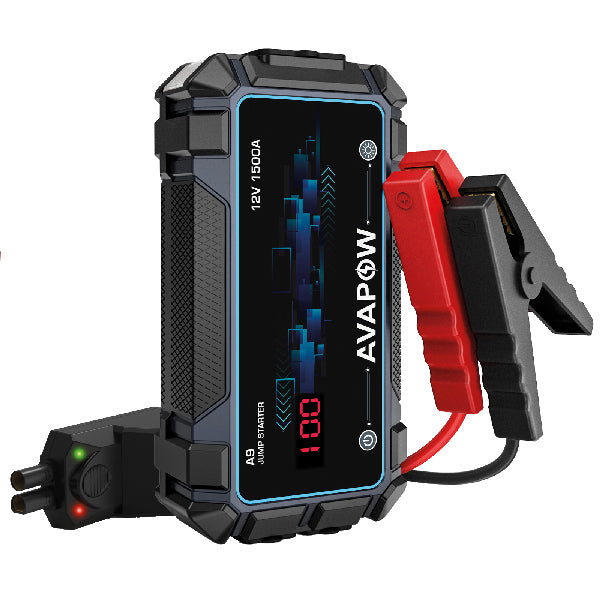 Avapow, Jumpstarter A9, topp 1500A, 12V, 8000 mAh, IP65