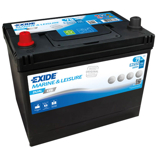 Exide, Dual EFB batteri, 75 Amp, EZ650