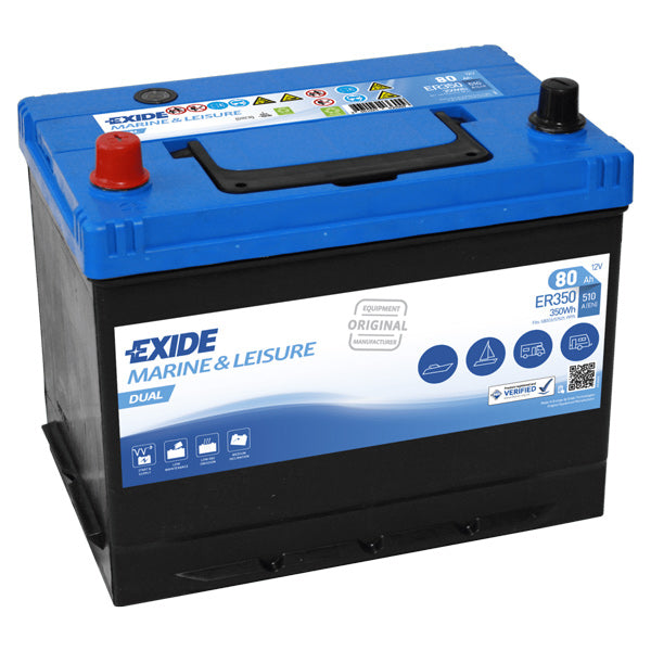 Exide, Dual Batteri 80 Amp, ER350