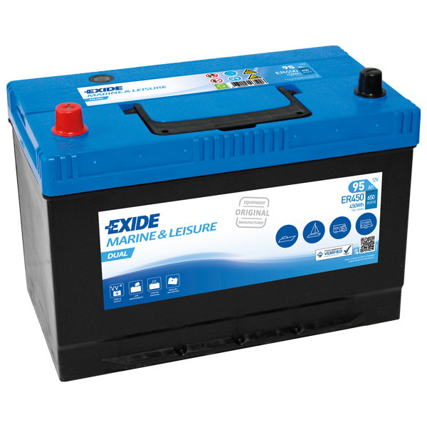 Exide, Dubbelt batteri, 95 Amp, 650 CCA, ER450