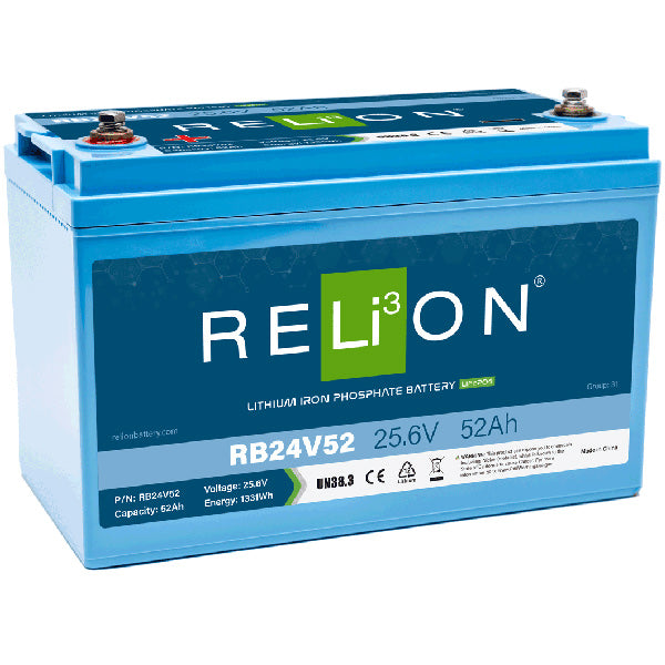 RELiON, LiFePO4-batteri RB24V52, 52Ah 25,6V, 24V, 1280W