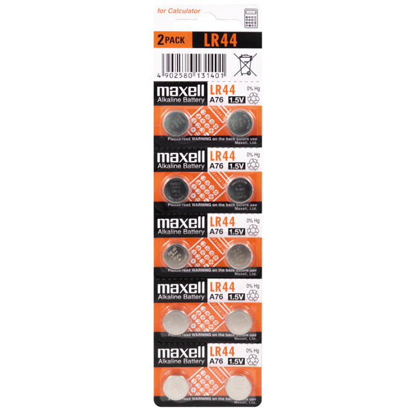 Maxell, Alkaline batteri LR44 / 1,5V, 10 stk