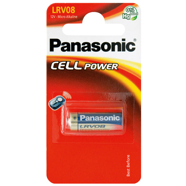 Panasonic, LRV08 12V alkaliskt batteri för fjärrkontroll och sökljus (1 st), LRV08 / MN21 / E23 / 23A / A23 / A23S