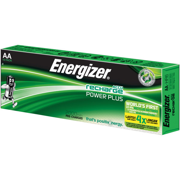 Energizer, uppladdningsbart Power Plus-batteri AA 2000mAh, 10 st, Svanenmärkt