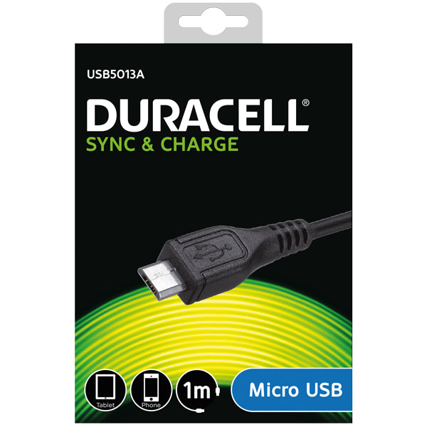 Duracell, USB til Micro USB-kabel, sort, 1m