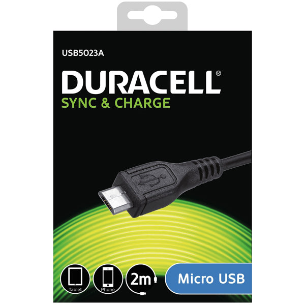 Duracell, USB til Micro USB-kabel, sort, 2m