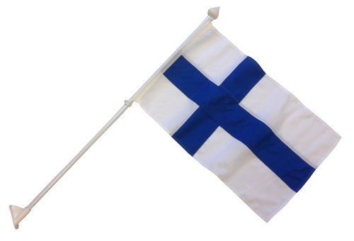 Adela, Facadeflagsæt Finland, flag 70 cm - 130 cm stang, hvidt letmetal