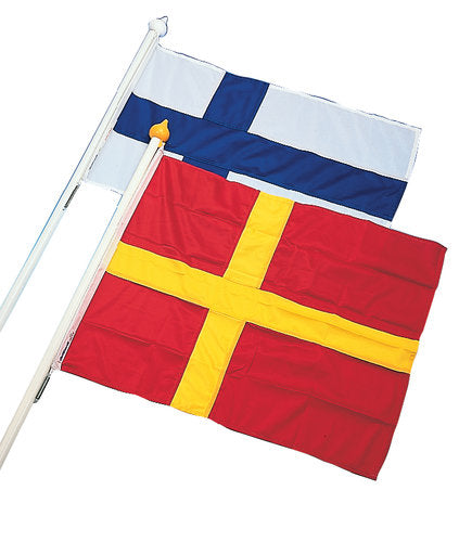 Adela, Facadeflagsæt Skåne, flag 70 cm, 130 cm stang, hvidt letmetal