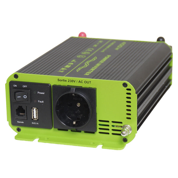 1852, Inverter med ren sinuskurve, 12V / 400W, 800W spidsbelastning, USB udtag