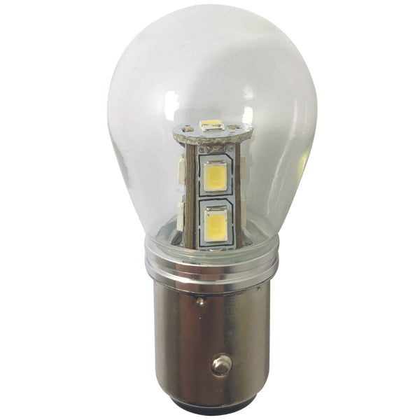 1852, LED lanterne pære BAY15D Ø25x48mm 10-36Vdc, 2 stk, 1,6 W, 6000K, 140 Lumen