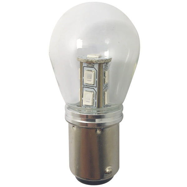 1852, LED Lanterne Pære BAY15D Ø25x48mm 10-36Vdc Grøn, 2 stk