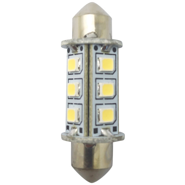 1852, LED pinolpære 37mm 10-36Vdc, 2 stk, 6000K, 120 Lumen