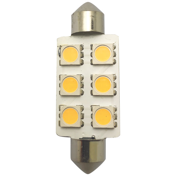 1852, LED Pinolpære 42mm 10-36Vdc, 2 stk, 1,2 W, 2700K, 80 Lumen