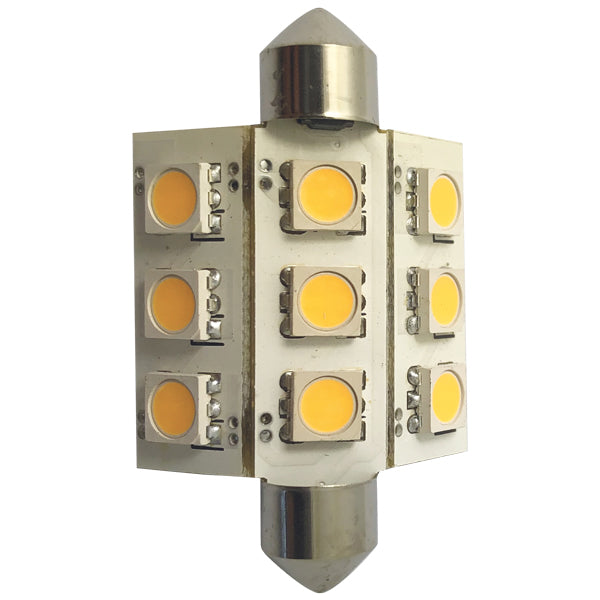 1852, LED Pinolpære 42mm 10-36Vdc, 2 stk, 2W, 2700K, 120 Lumen