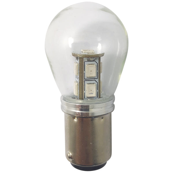 1852, LED lanterne pære BAY15D Ø25x48mm 10-36Vdc rød, 2 stk