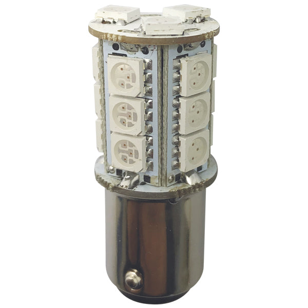 1852, LED lanterne pære BAY15D Ø18x37mm 10-36Vdc rød 2 stk, 2,4 W, 210 lumen