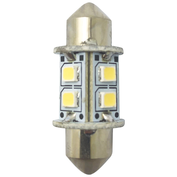 1852, LED pinolpære 31mm 10-36Vdc kold hvid, 2 stk, 6000K, 0,8W