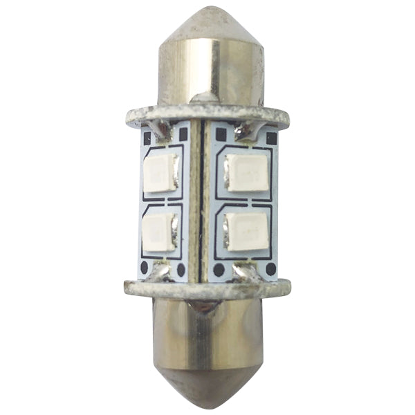 1852, LED pinolpære 31mm 10-36Vdc grøn, 2 stk, 0,8 W, 60 lumen