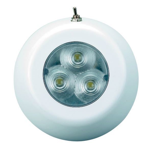 Vandtæt LED loftslampe m/afbryder, H26mm Ø88mm, 123456