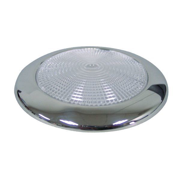 Rostfri LED-taklampa 12V - 28 LED, Ø 132 mm, Höjd 10 mm, 1 W