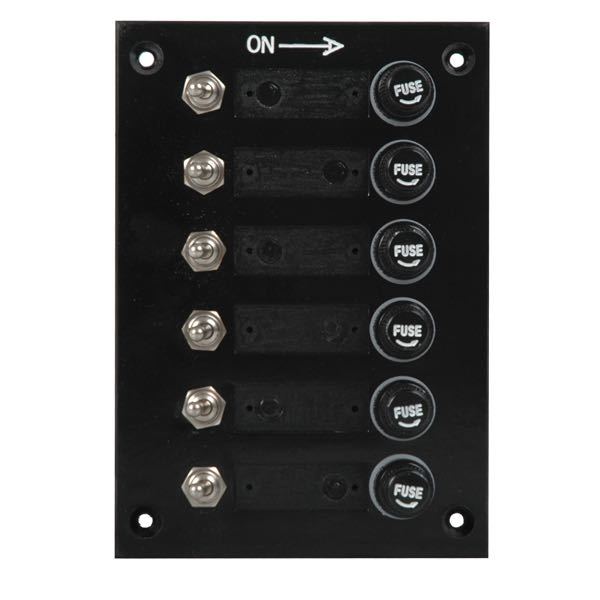 El-panel 6 kontakter 10A 12V, 113x164 mm