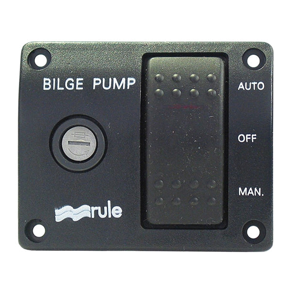 Rule, Pumpepanel med 3-vejs kontakt og sikringsholder, 24V, 32 Amp