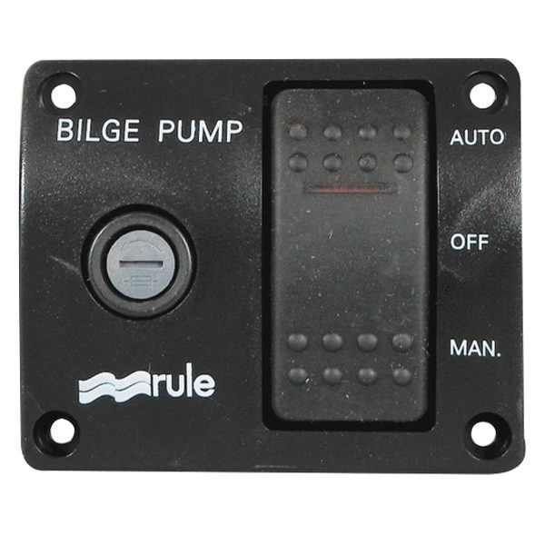 Rule, Pumpepanel med 3-vejs kontakt og sikringsholder, 12V, 20A