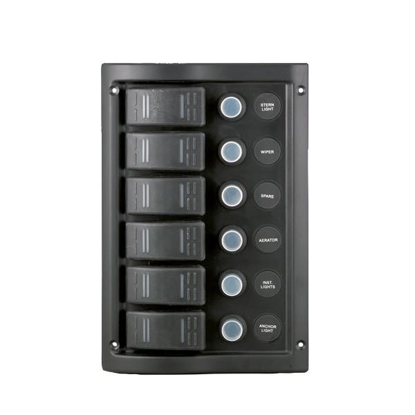 El-panel IP65 stænktæt med automatsikring og 6 kontakter, 12V (1 stk)