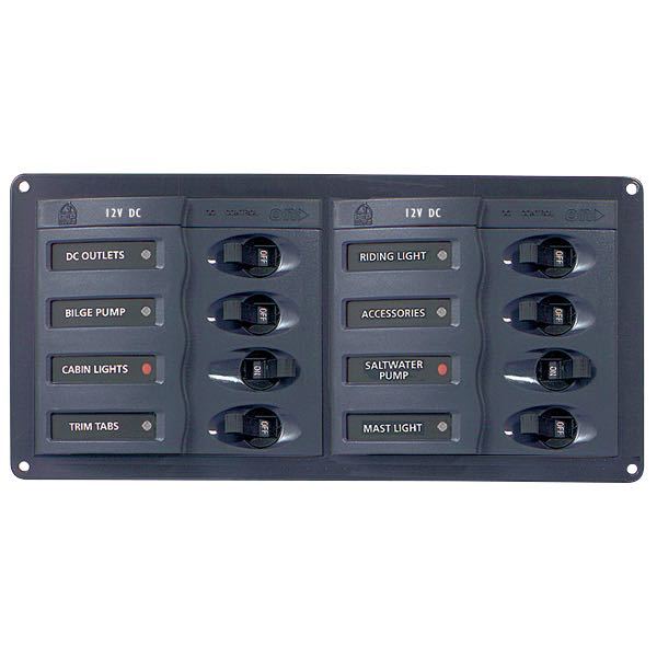 BEP, Elpanel 901H med 8 kontakter, 12V, 2 x 5 Amp, 2 x 10 Amp, 3 x 15 Amp, 1 x 20 Amp