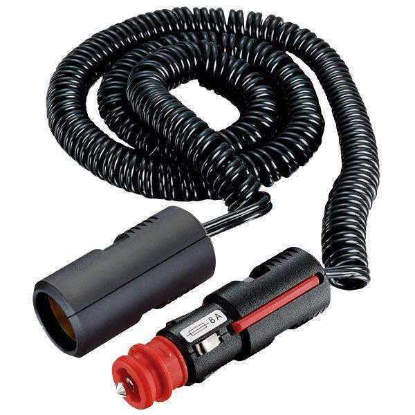 Pro Car, Universalkontakt 8A med spiralkabel 0,6-3m &amp; cigarruttag, 12/24V, DIN EN ISO 4165