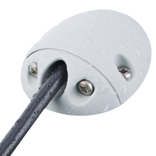 90˚ Kabelgennemføring til 2-8 mm Kabel, Hvid Nylon, Vandtæt, UV Beständig