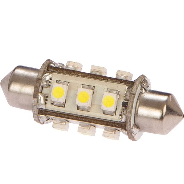 Nautacled, Navigation LED pinole glödlampa 37mm - Vit, 10W, 10-35V