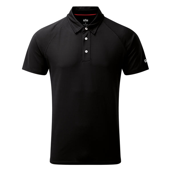 Gill, UV008 Herre UV Polo Sort Str S - 50+ UV beskyttelse, letvægts polyester