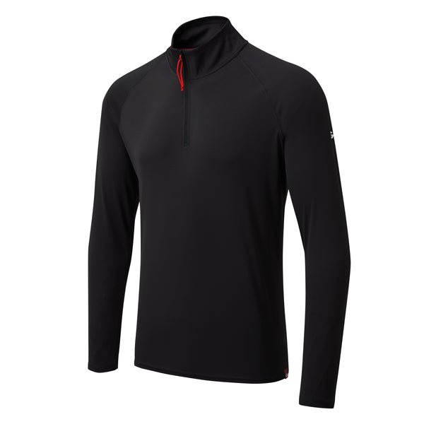 Gill, UV009 Herre UV Langærmet Zip T-shirt, Sort, Str L, 50+ UV beskyttelse