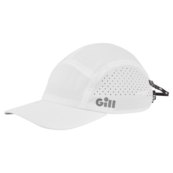 Gill, 156 Verso Cap, Hvid, Vandafvisende Quickdry UV50+, 5 Panel, Justerbar Størrelse, Sikkerhedssnor, 92% Polyester / 8% Spandex